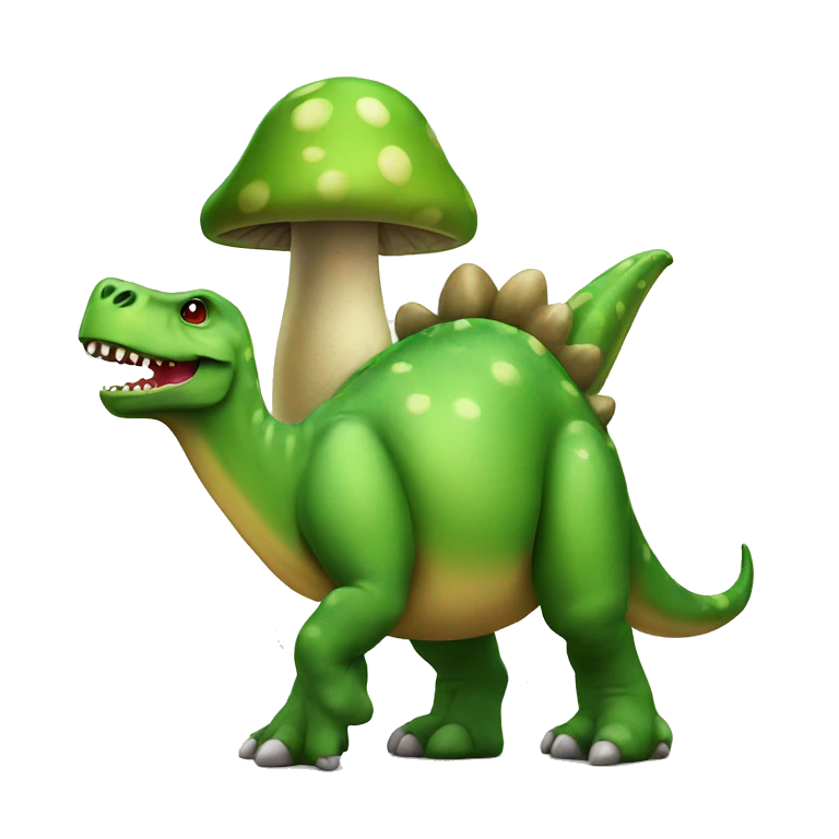 Green Dinosaur with mushroom hat emoji