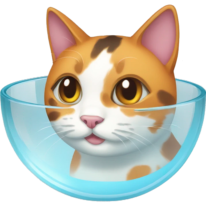 Calico cat in a glass bowl  emoji