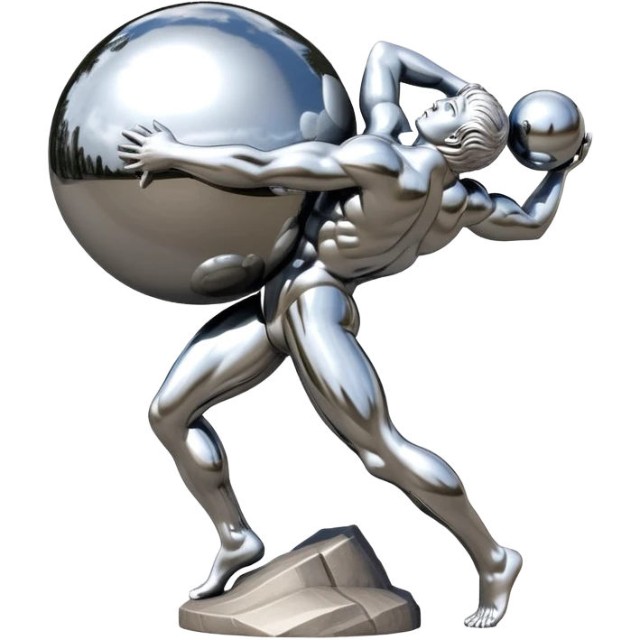 sorayama Sisyphus carrying big sphere on his back sculpture emoji