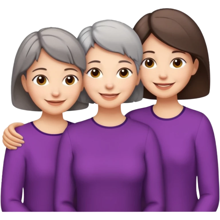 A mum with short Gray hair and her two adult daughters with brown hair emoji