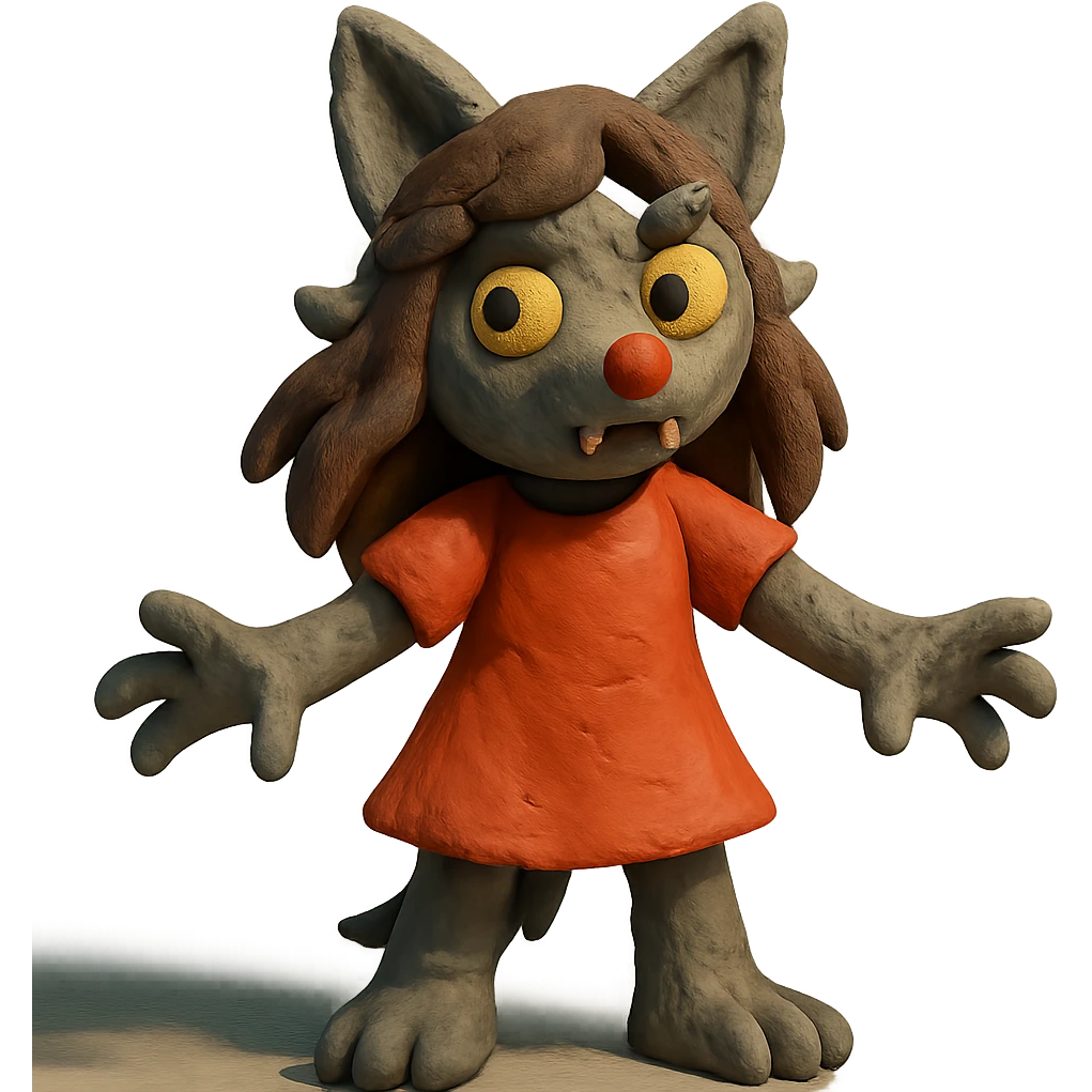 claymation style werewolf girl emoji