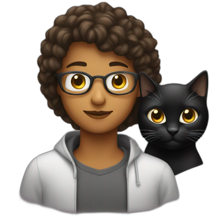 young no glass software engineer with black cat emoji