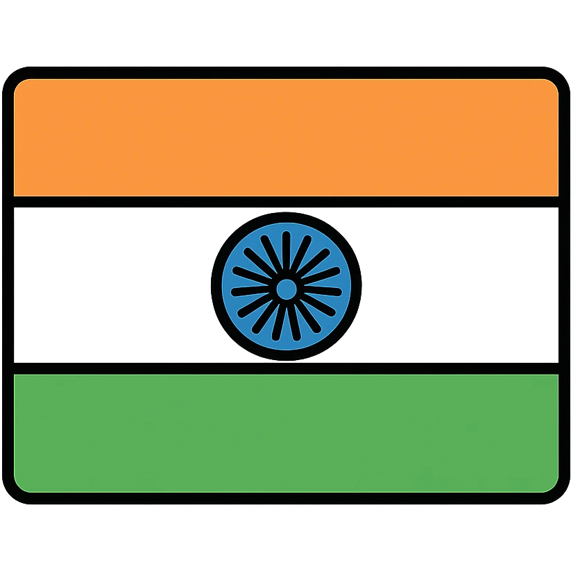 Indian flag with saffron, white, and green horizontal stripes and blue Ashoka Chakra wheel in the center emoji
