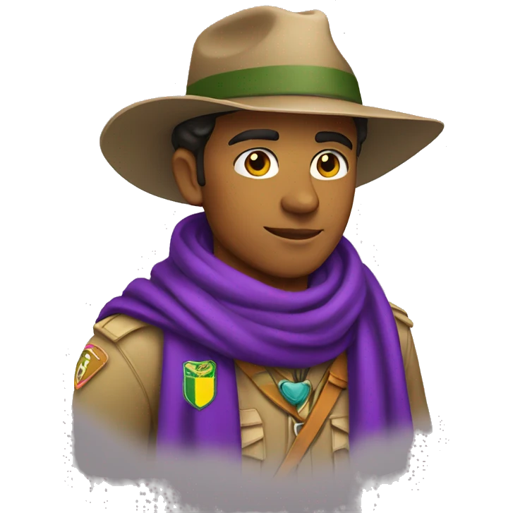 Brazilian scout with purple scarf around his neck emoji
