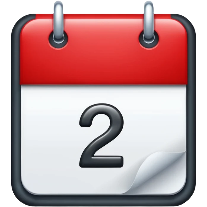calendar with number 2 red top emoji