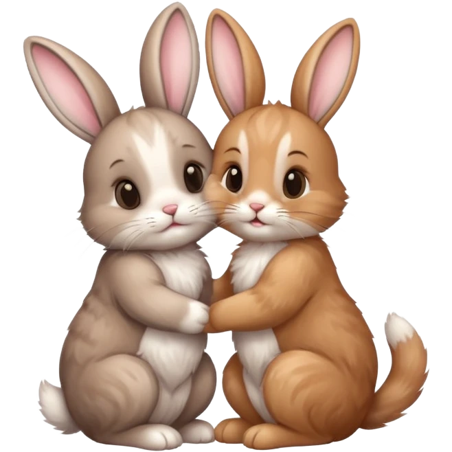 Bunny and kitten hugging emoji