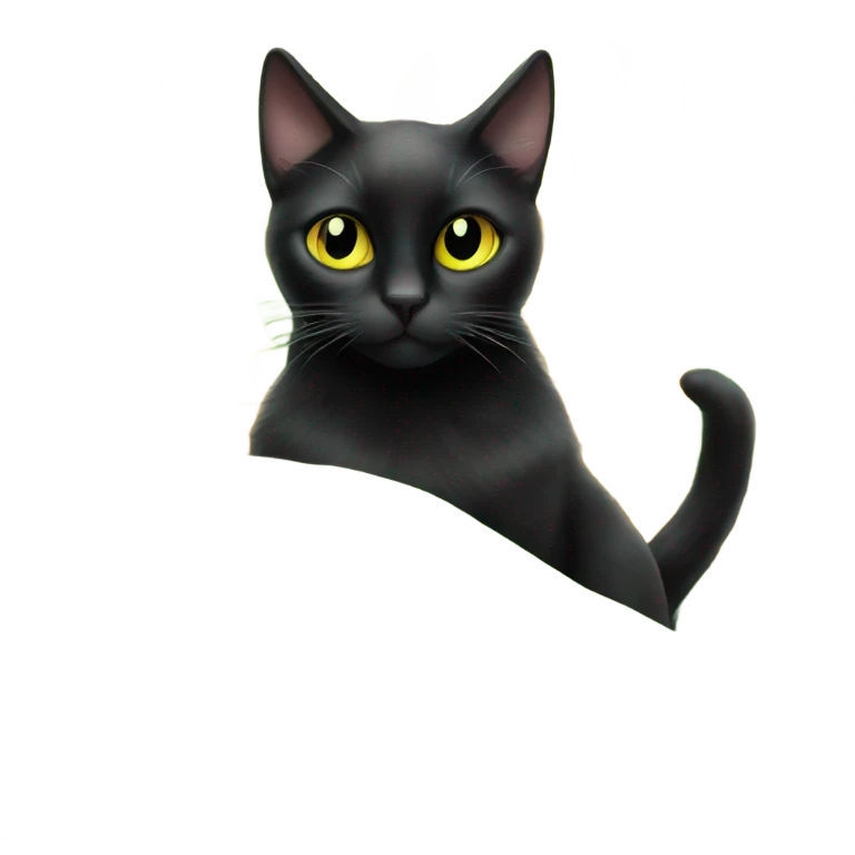 Black cat with yellow/green eyes sitting next to corn on the con emoji
