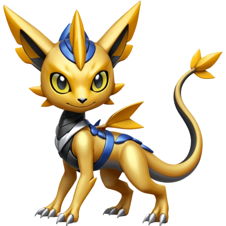 Modern Futuristic Cyber-Meloetta-Greymon-Inteleon-Greninja-Pokémon-Digimon-Fakémon-fusion-hybrid-creature emoji
