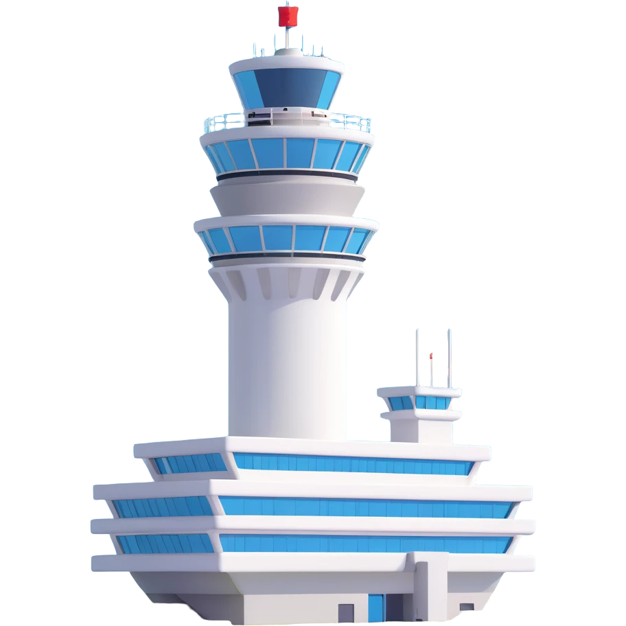 Schiphol Airport control tower, iconic modern architecture, clear details emoji