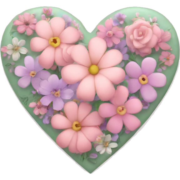 Pink heart with pastel flowers emoji