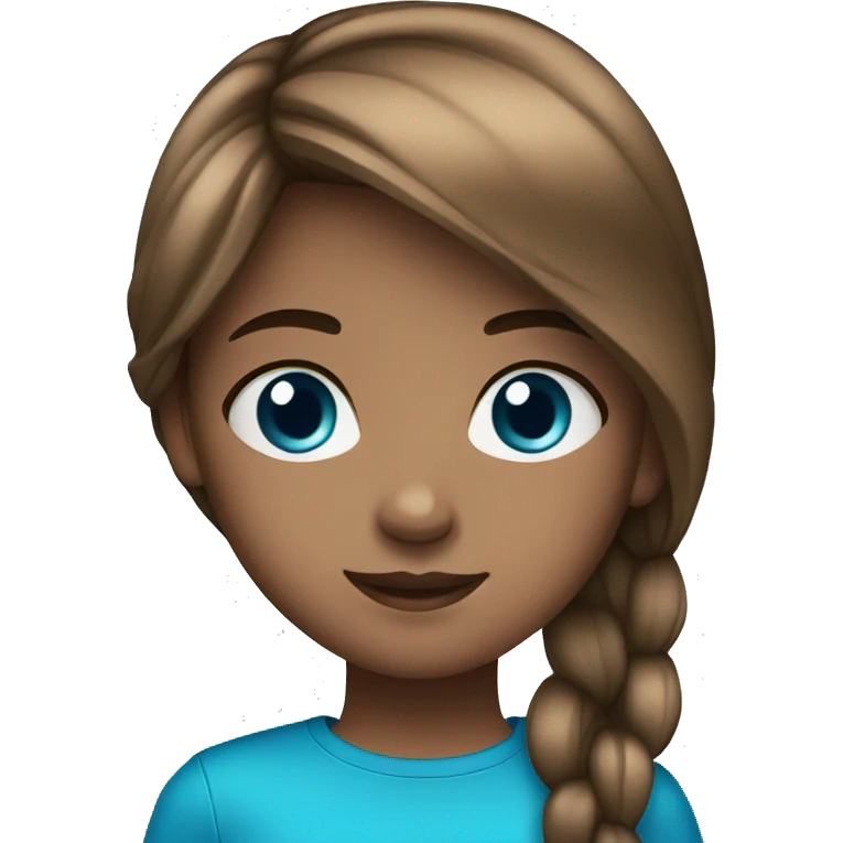 Young girl Brown and straight hair with blue eyes emoji