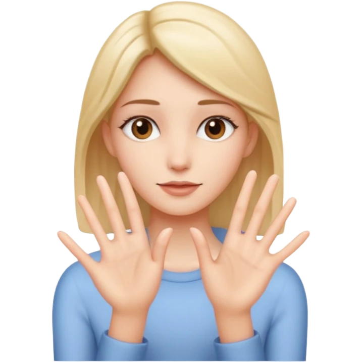 Girl with two hands in front no flowers and make them at different levels emoji