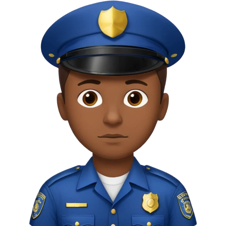 I want you to create an emoji of a sergeant, like a police officer. He should be a young guy with dark brown hair, brown eyes, medium-dark skin, shown from the chest up, and with the text “comisario morcuende” emoji