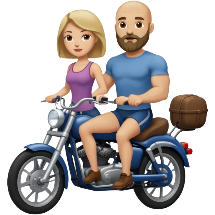 Beautiful dark blonde riding her muscular bald beard husband emoji