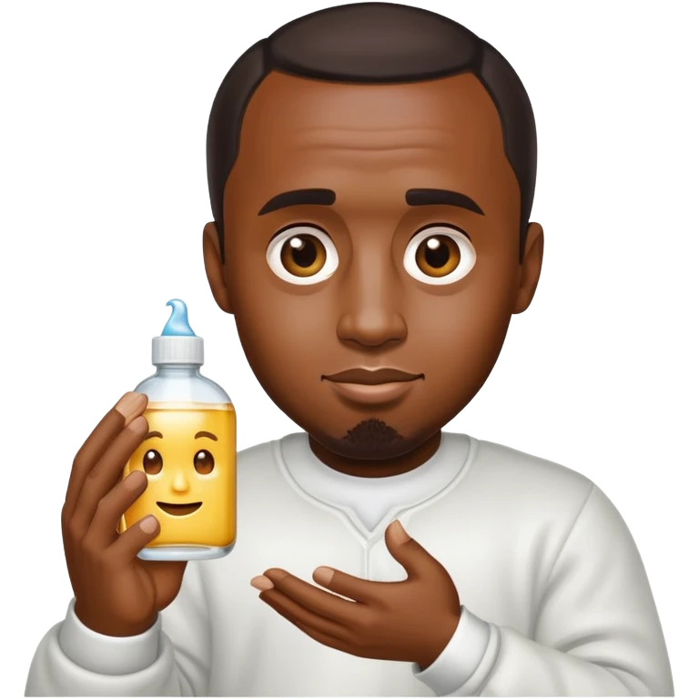 P Diddy as an emoji with baby oil in his hands with a smirk face emoji