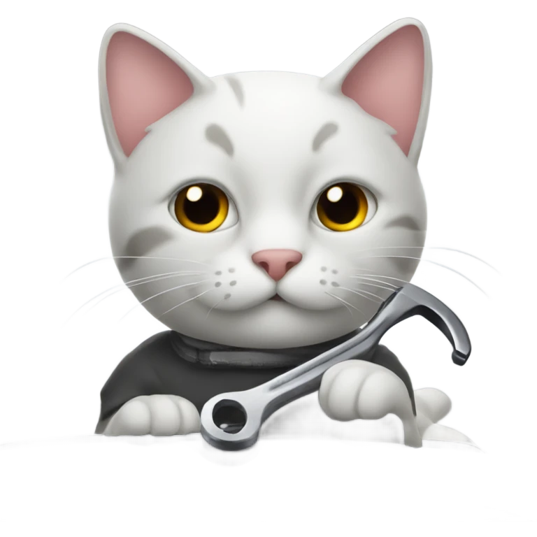 Cat with a wrench on a car hood emoji