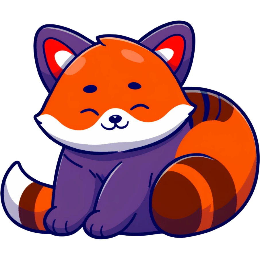 cute red panda sleeping, cartoon sticker style, less orange fur emoji