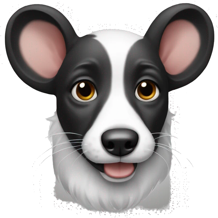 Black and white rat dog big ears emoji