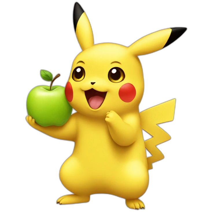 Pikachu eat apple emoji