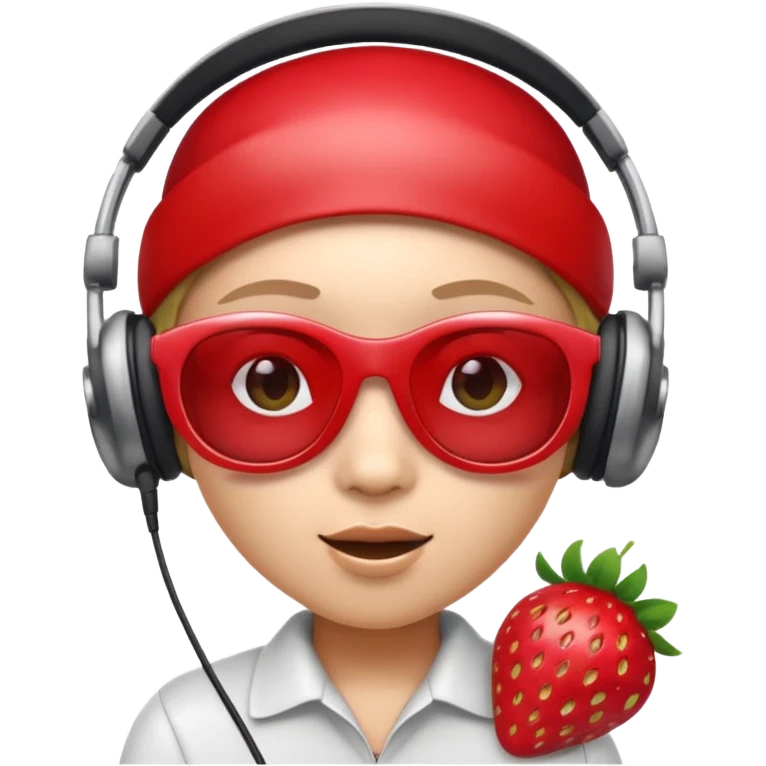 Cute strawberry wearing headset and shades emoji