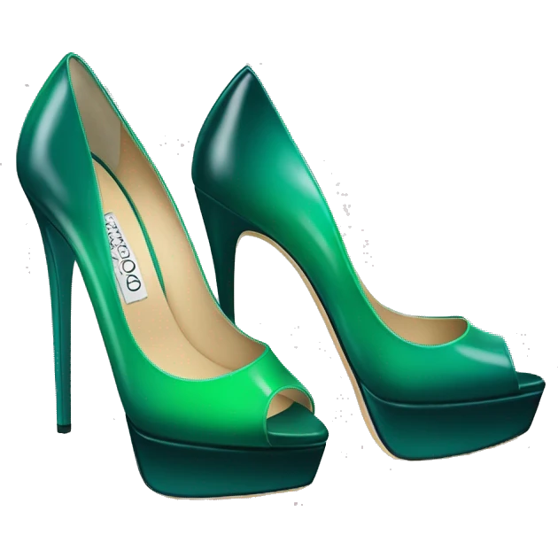 Realistic isolated top view of a pair of emerald green ombre Jimmy Choo high heel shoes. emoji
