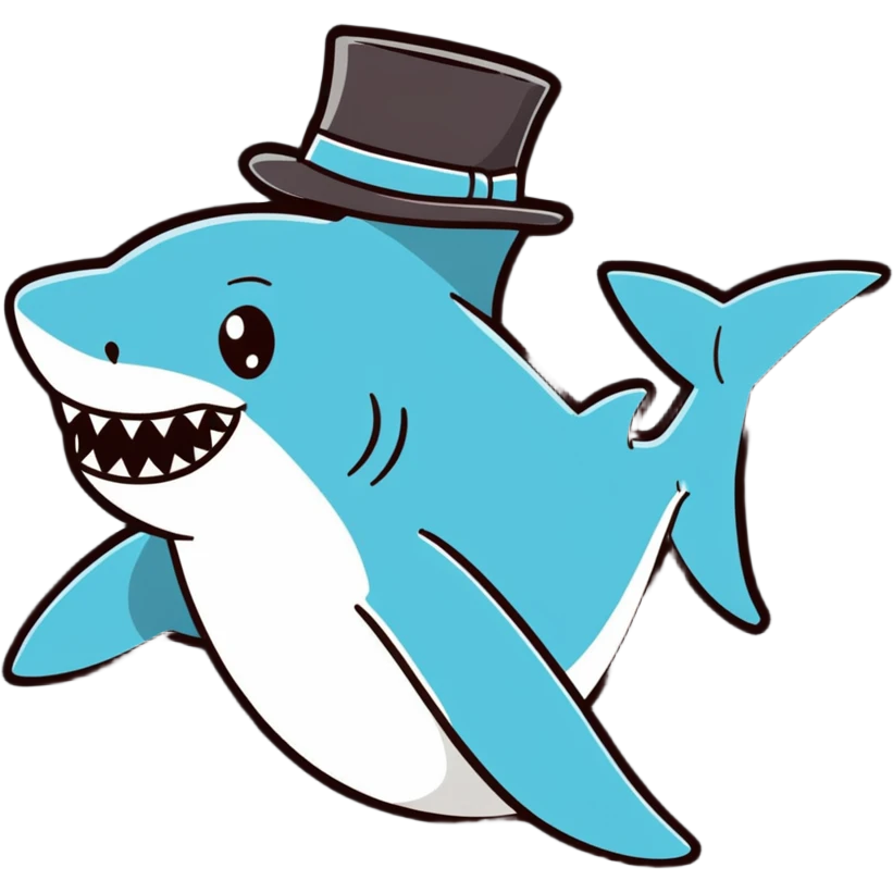Shark with a top hat emoji