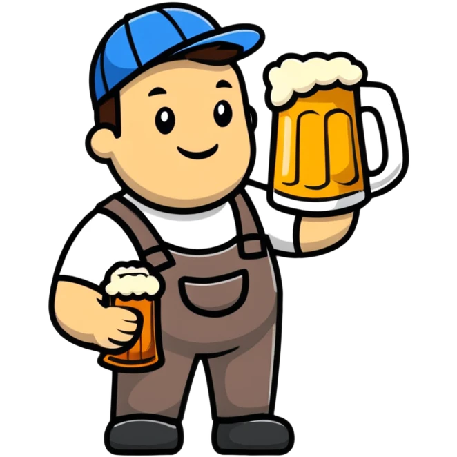 Worker with beer in hand emoji