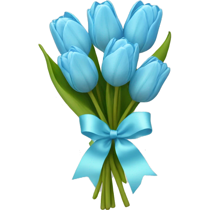 light blue tulip bouquet with light blue bow  emoji