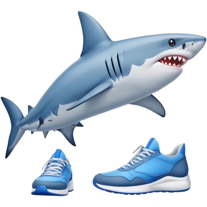 Un tiburón con tenis Azules  emoji