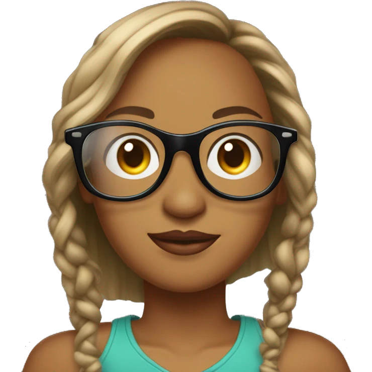 a gilr is wearing earrings and personalized glasses, and the ball head wears glasses and the face is round and square emoji