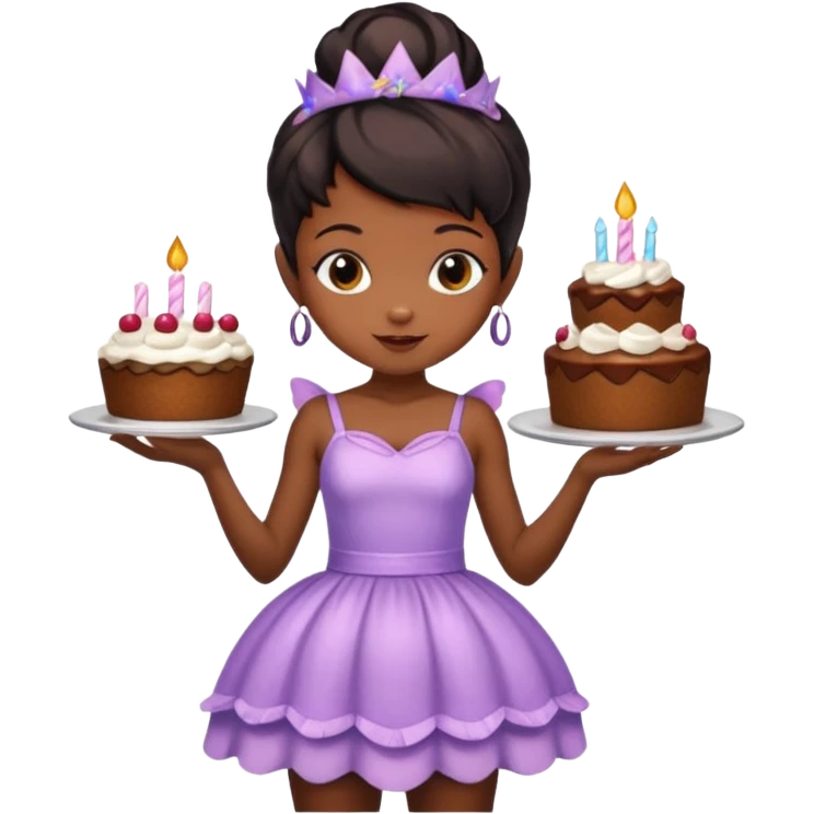 Black pixie fairy with cake emoji