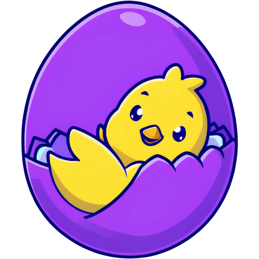 Yellow baby chick hatching from decorative Easter egg emoji