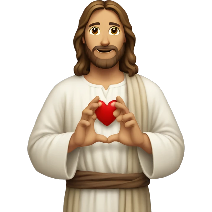 Jesus making a heart hand  emoji