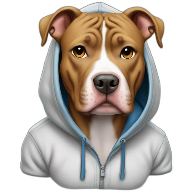 Pitbull wearing a hoodie emoji