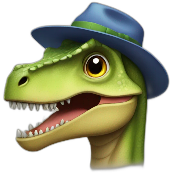 Dinosaur in a hat emoji