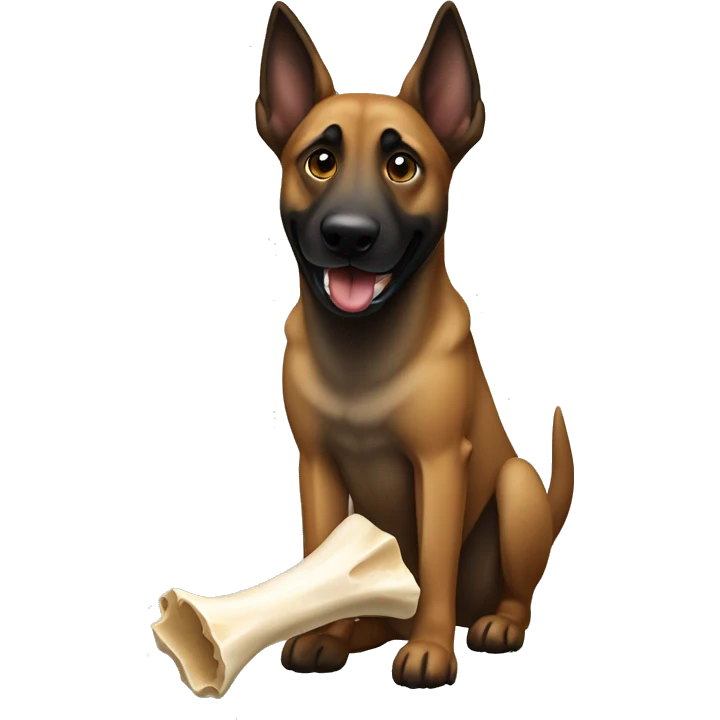 Belgian malinois carrying a bone emoji