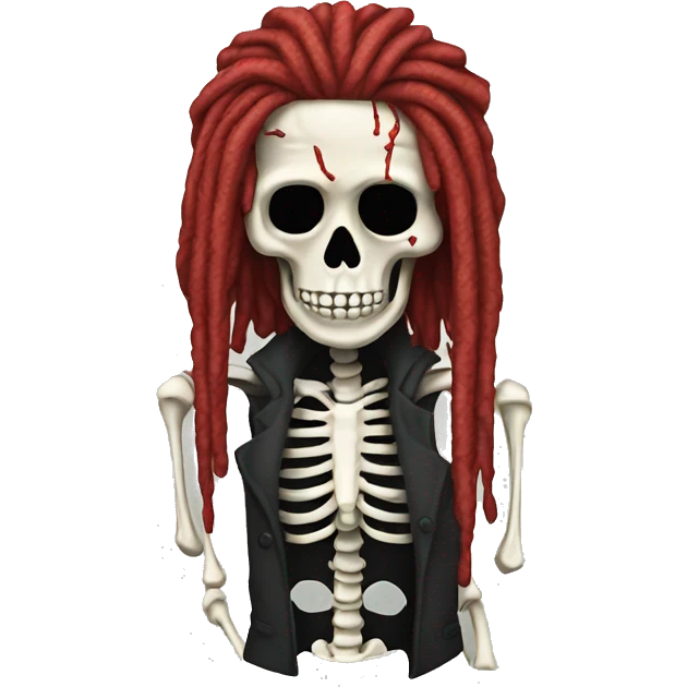 skeleton with red color dreads   emoji