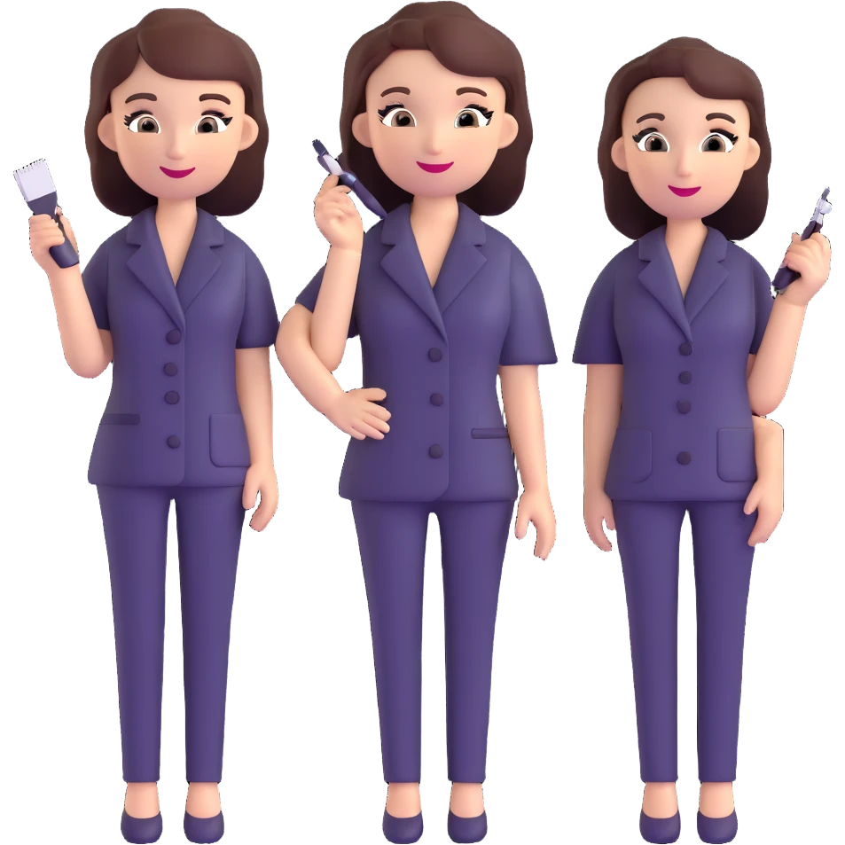 beauty salon team members in professional attire emoji
