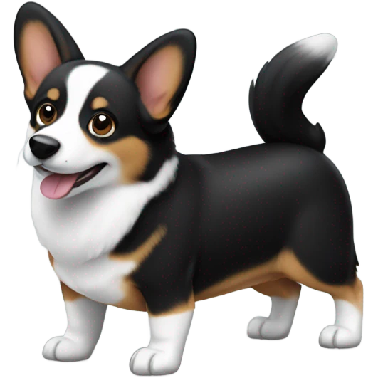 Black corgi splooting emoji