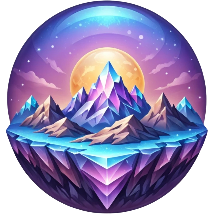 icon planet, crystal Planet, surface covered in glowing crystals mountains and dust emoji