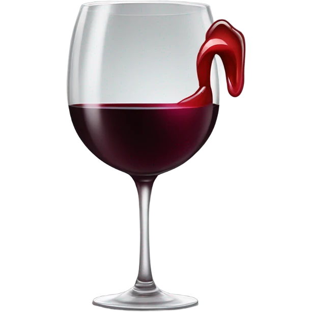 Red Wine glass with red lipstick stain  emoji