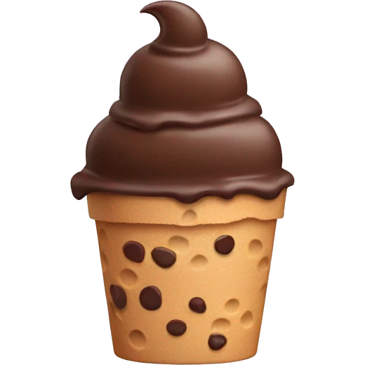 Chocolate ice cream with chocolate chips. The tub should be pink. emoji