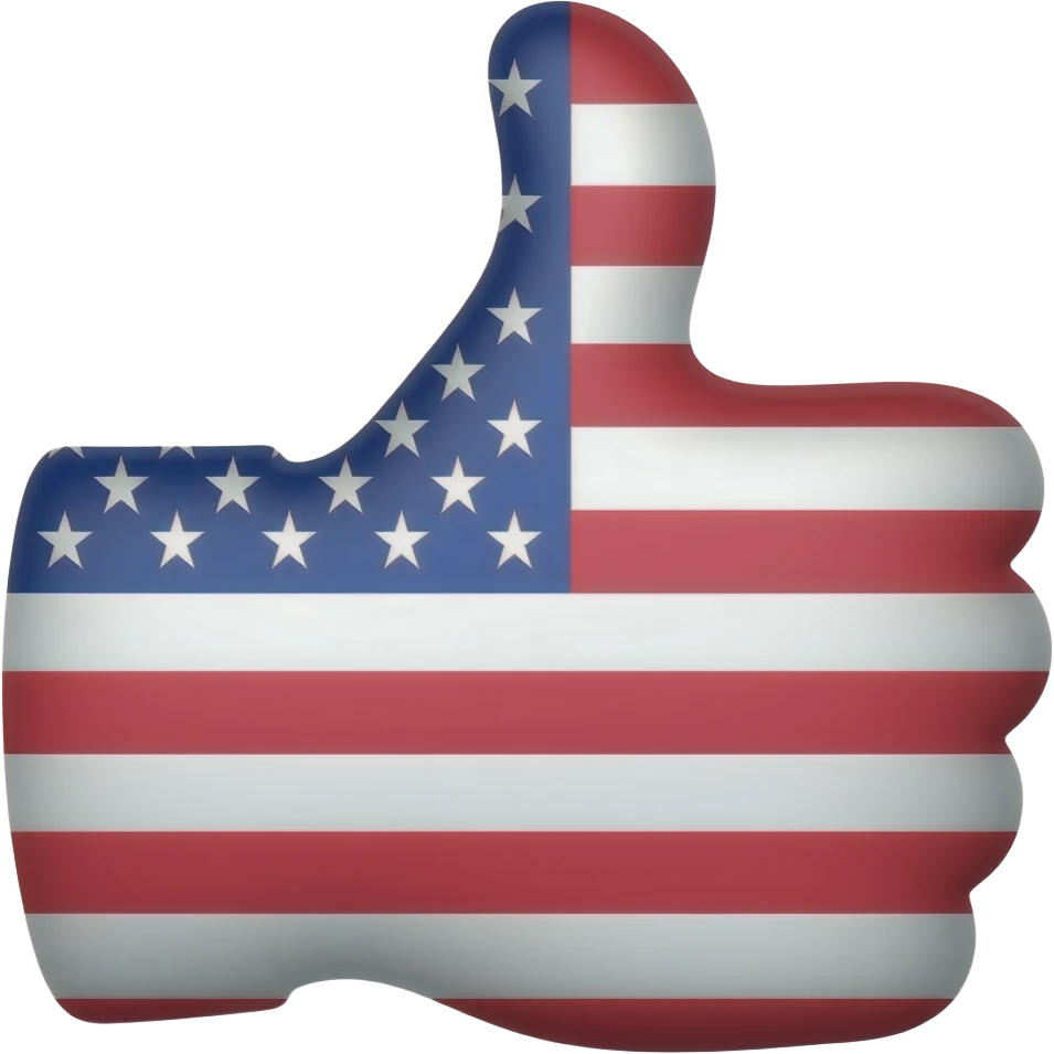 symbol for likes, thumb is painted in the American flag emoji