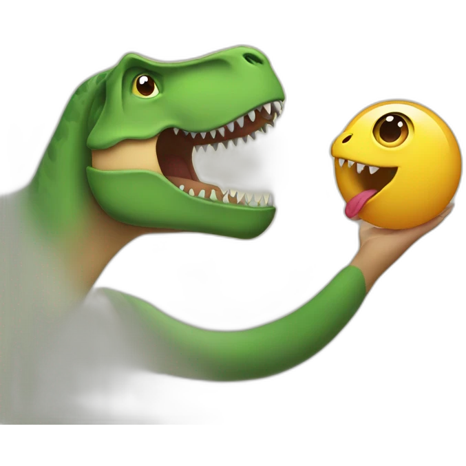 T Rex being held by an emoji emoji