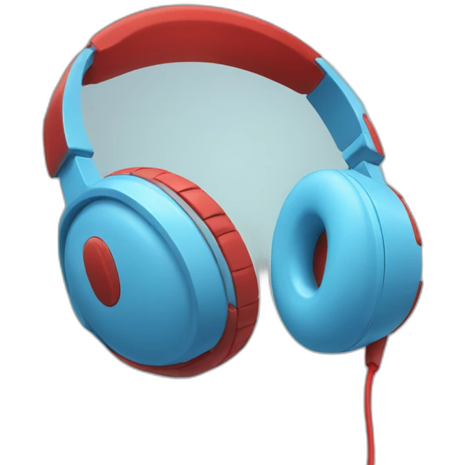 light blue and red headphones emoji