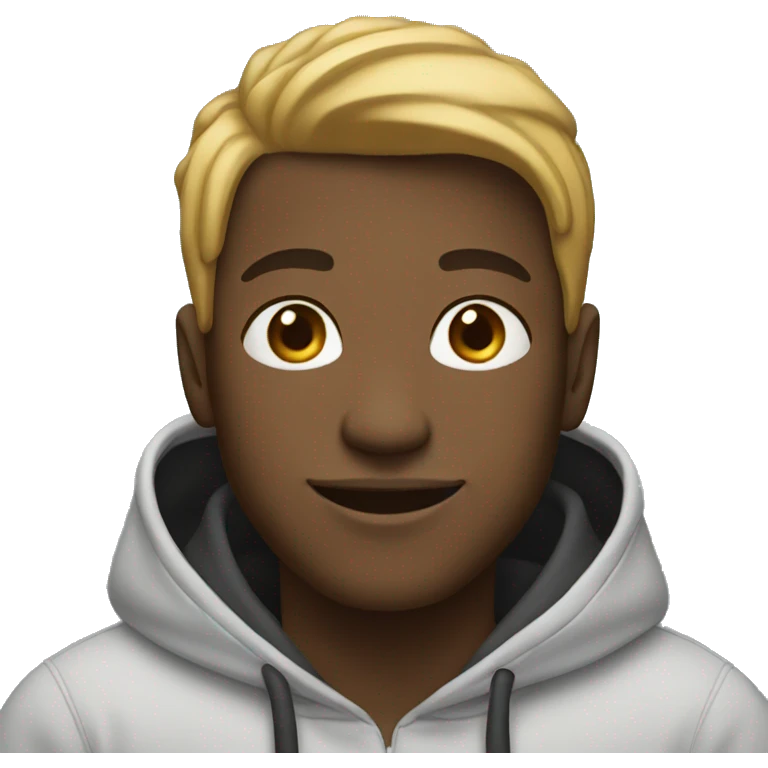 smiling black man with blonde hair and a hoodie on emoji