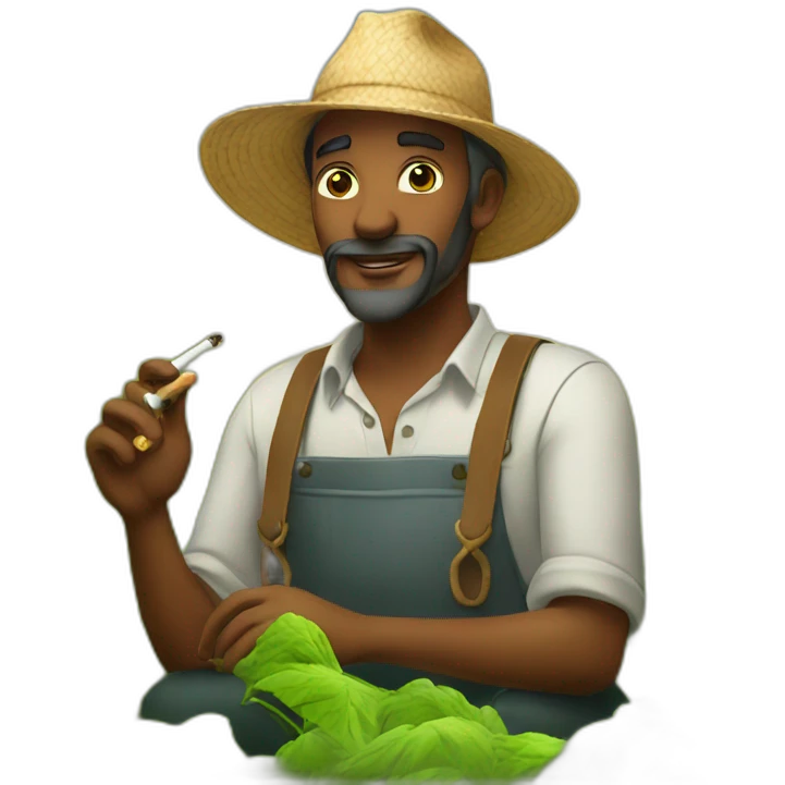a farmer smoking shisha emoji