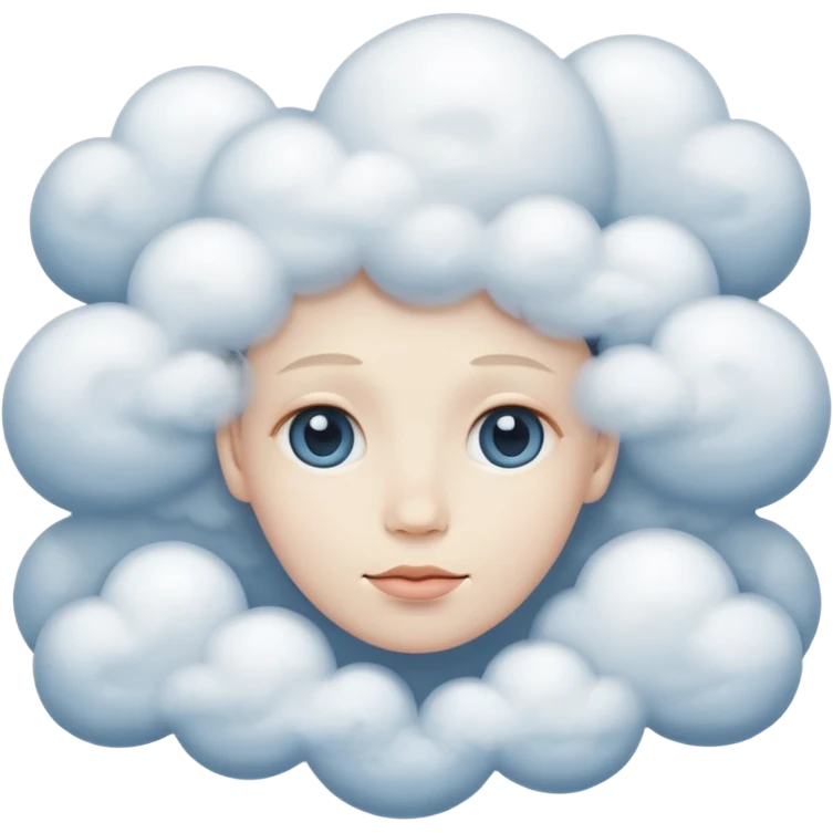 No mouth face in clouds emoji