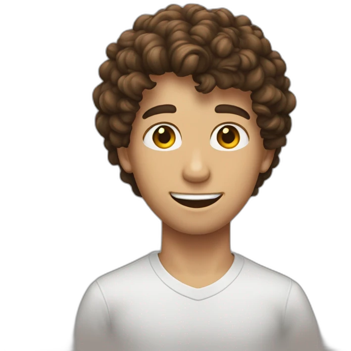 un jeune homme au cheveux bruns et bouclé qui tombe emoji