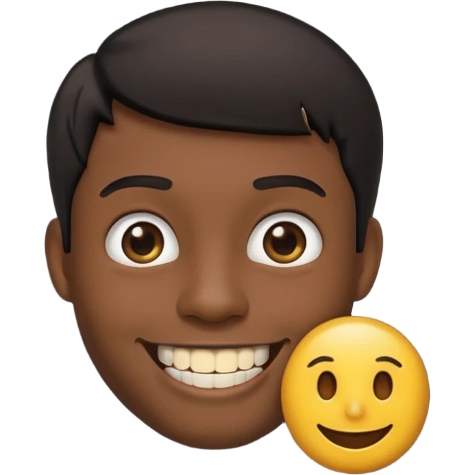 Isso agora faca esse emoji masculino com um cabelo preto baixo e um sorriso com um dente de ouro emoji
